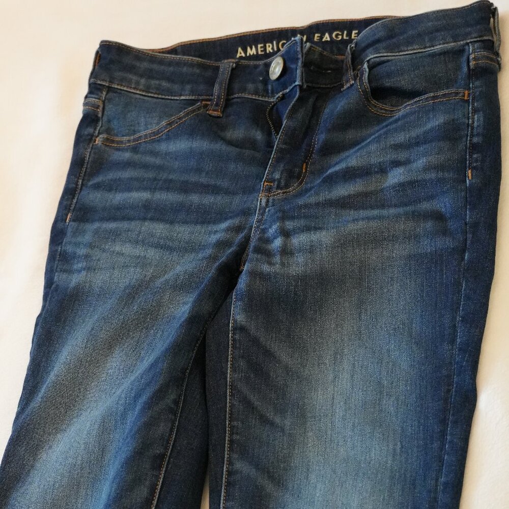American Eagle: Next Level Stretch Hi-Rise Jegging in Dark Blue - Size 2 Regular